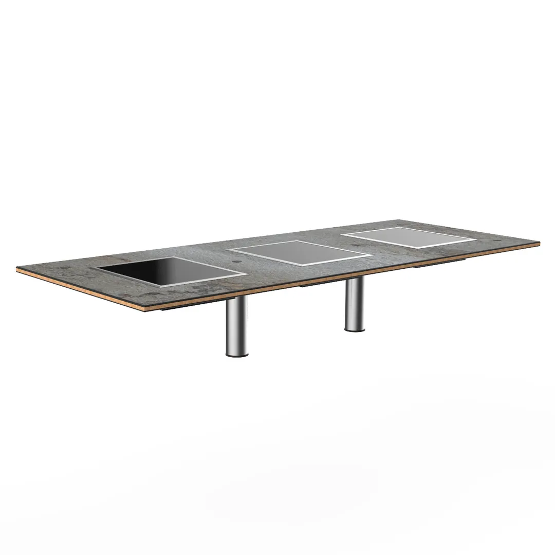 Steelite MGCITD02GSXX 71" Configurable Buffet Table, Nemco Induction Warming Top, Grey Slate Laminate Top, Brushed Stainless Steel