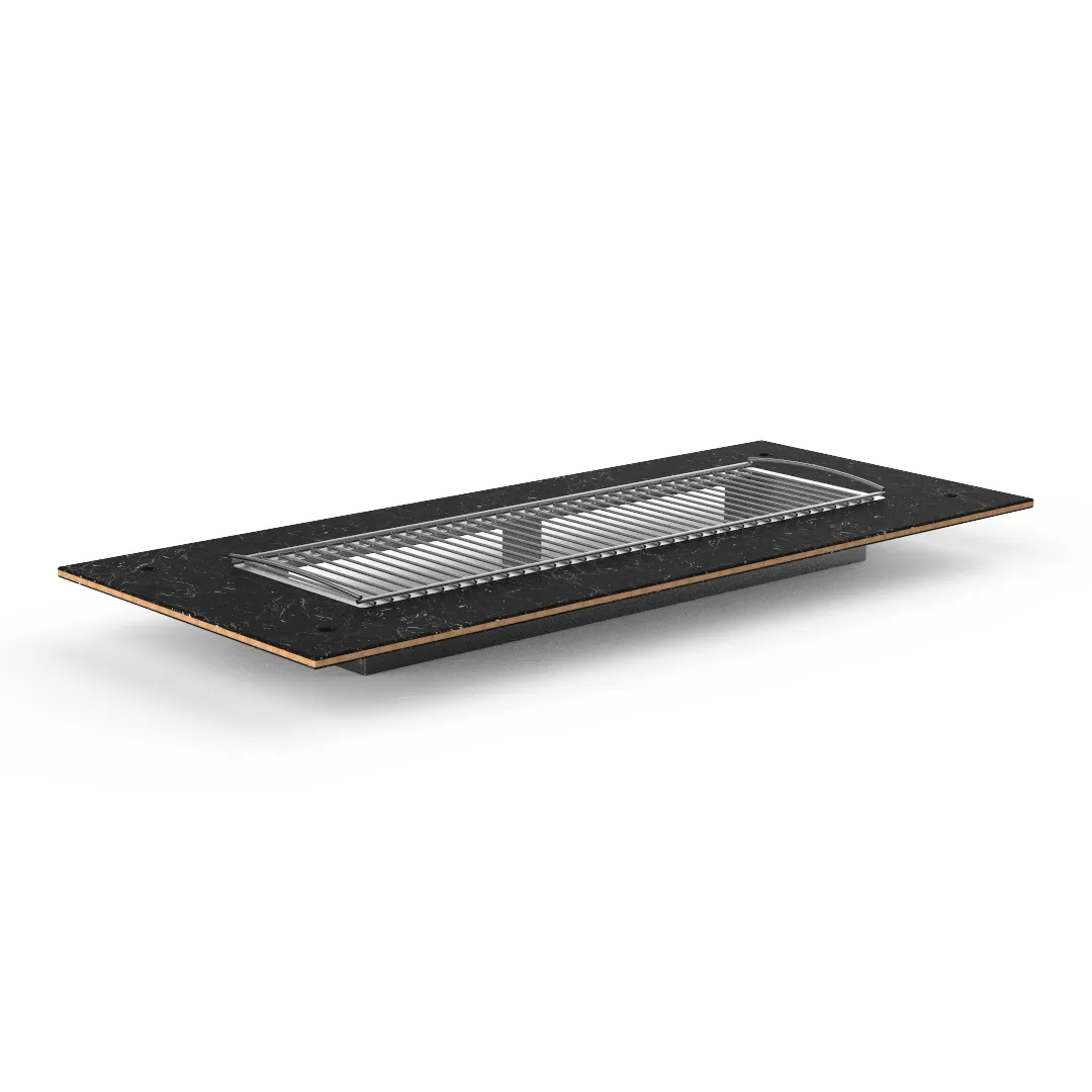 Steelite MGCITD04MXXX 71" x 29-1/2" Configurable Buffet Table, Nero Marquina Marble BHP Laminate Top
