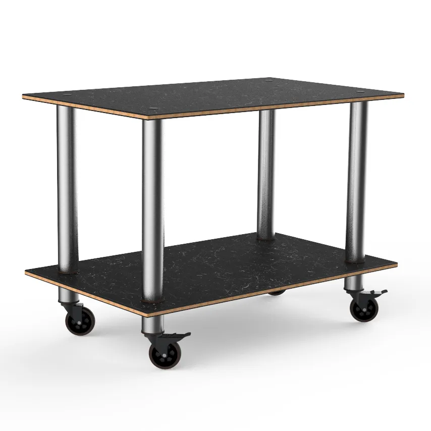 Steelite MGCMDX02MSXW 2-Tier Buffet Table, 47"W x 29.5"D x 35"H, Nero Marquina Marble BHP Laminate Top