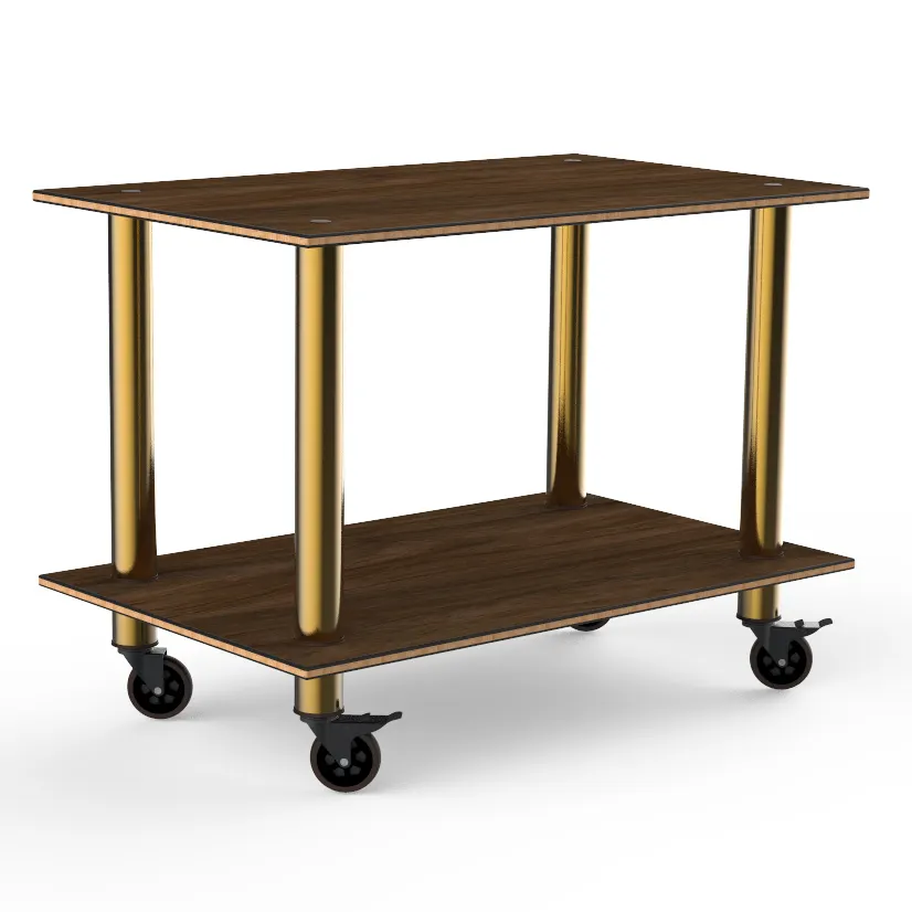 Steelite MGCMDX02WBXW 2-Tier Buffet Table, 47" x 29.5" x 35"H, Bengali Mango Wood BHP Laminate Top