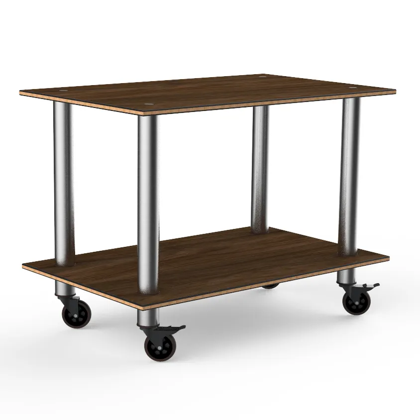 Steelite MGCMDX02WSXW 2-Tier Buffet Table, 47" x 29.5", Bengali Mango Wood BHP Laminate Top