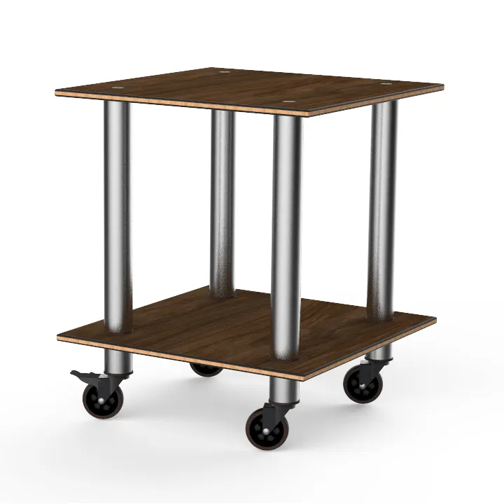 Steelite MGCMDX03WSXW 29" Square Buffet Table, 35"H, 2-Tier, Bamboo Core, Brushed Stainless Steel