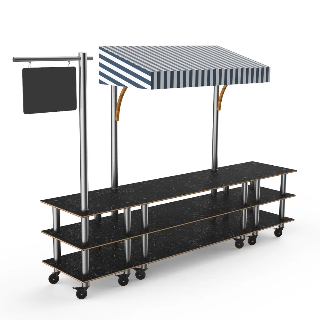 Steelite MGCMLA03MSWW Mogogo Buffet Station, 130" Wide, 3-Tier, Nero Marquina Marble BHP Laminate Top