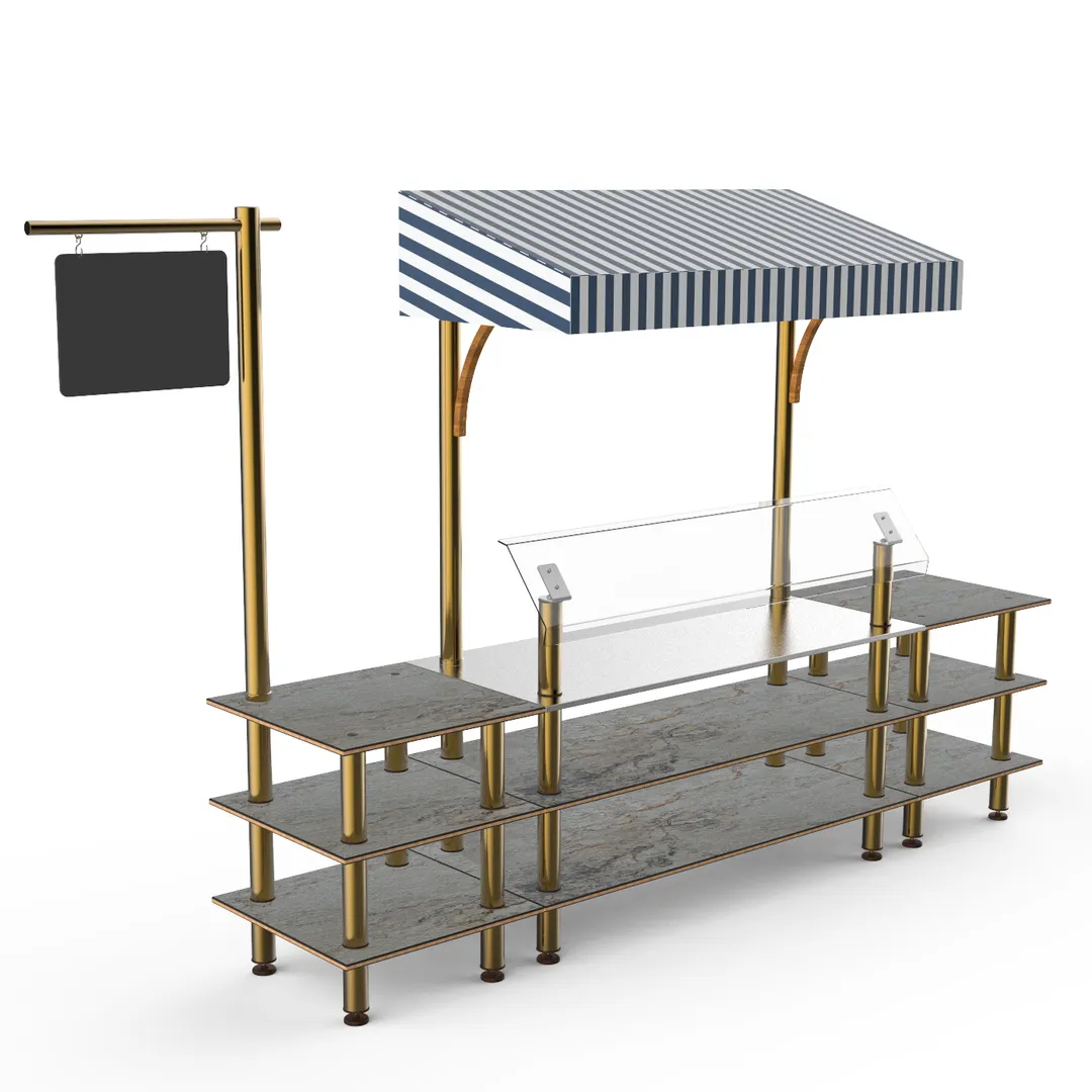 Steelite MGCMLA04GBWF 130" Modular Classic Buffet Station, 3-Tier, 96"H, Grey Slate Laminate Top