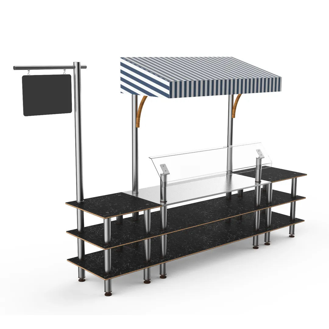 Steelite MGCMLA04MSWF Modular Classic Canopy Buffet Station, 130" x 29.5" x 96"H, Nero Marquina Marble BHP Laminate Top