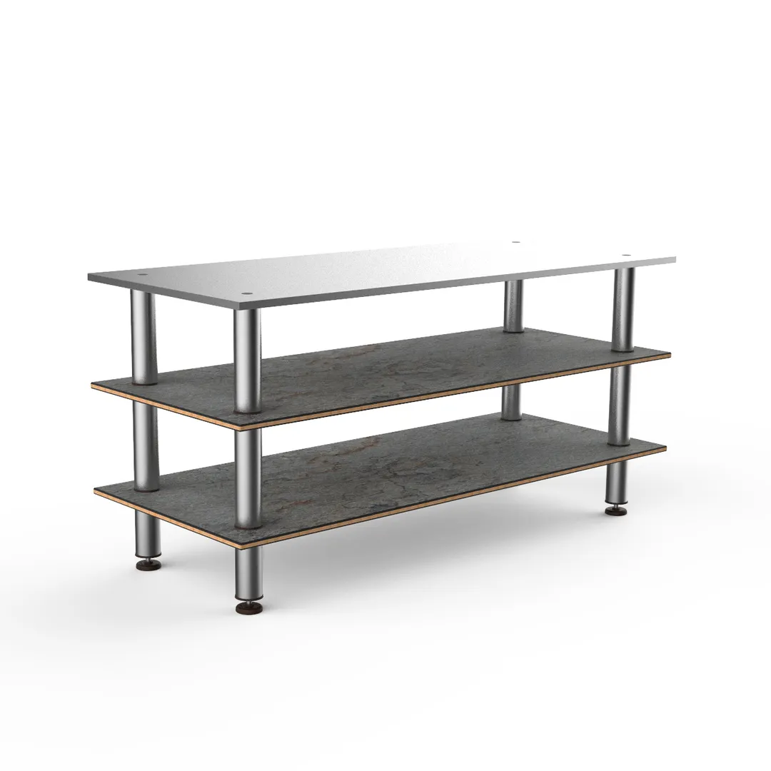 Steelite MGCMLA05GSXF 71" Configurable Buffet Table, 3-Tier, 29-1/2"D x 33"H, Stainless Steel Top, Grey Slate BHP Laminate