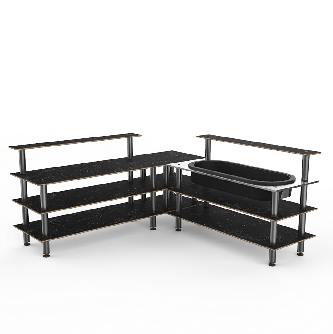 Steelite MGCMLB01MSXF 100" Modular Buffet Station, 3-Tier, Stainless Steel & Marble Top, 47"H