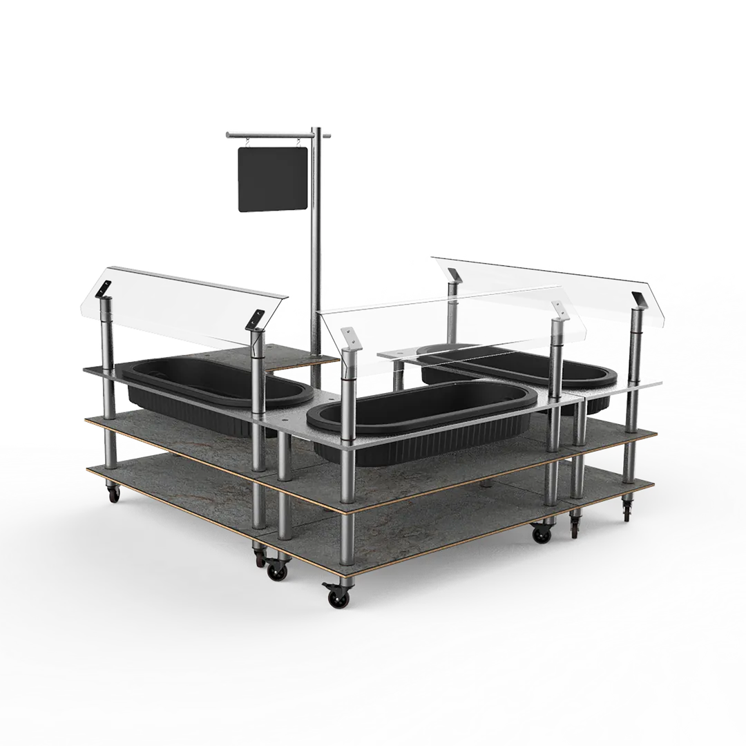 Steelite MGCMLB03GSXW Mogogo Buffet Solutions Modular Chilled Salad Station, 100x100, 3-tier, grey slate BHP laminate