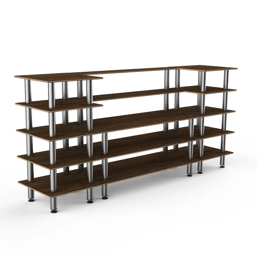 Steelite MGCMLB04WSXF 130" Configurable Buffet Table, 5-Tier, 29-1/2"D x 60-1/2"H, Bengali Mango Wood BHP Laminate Top