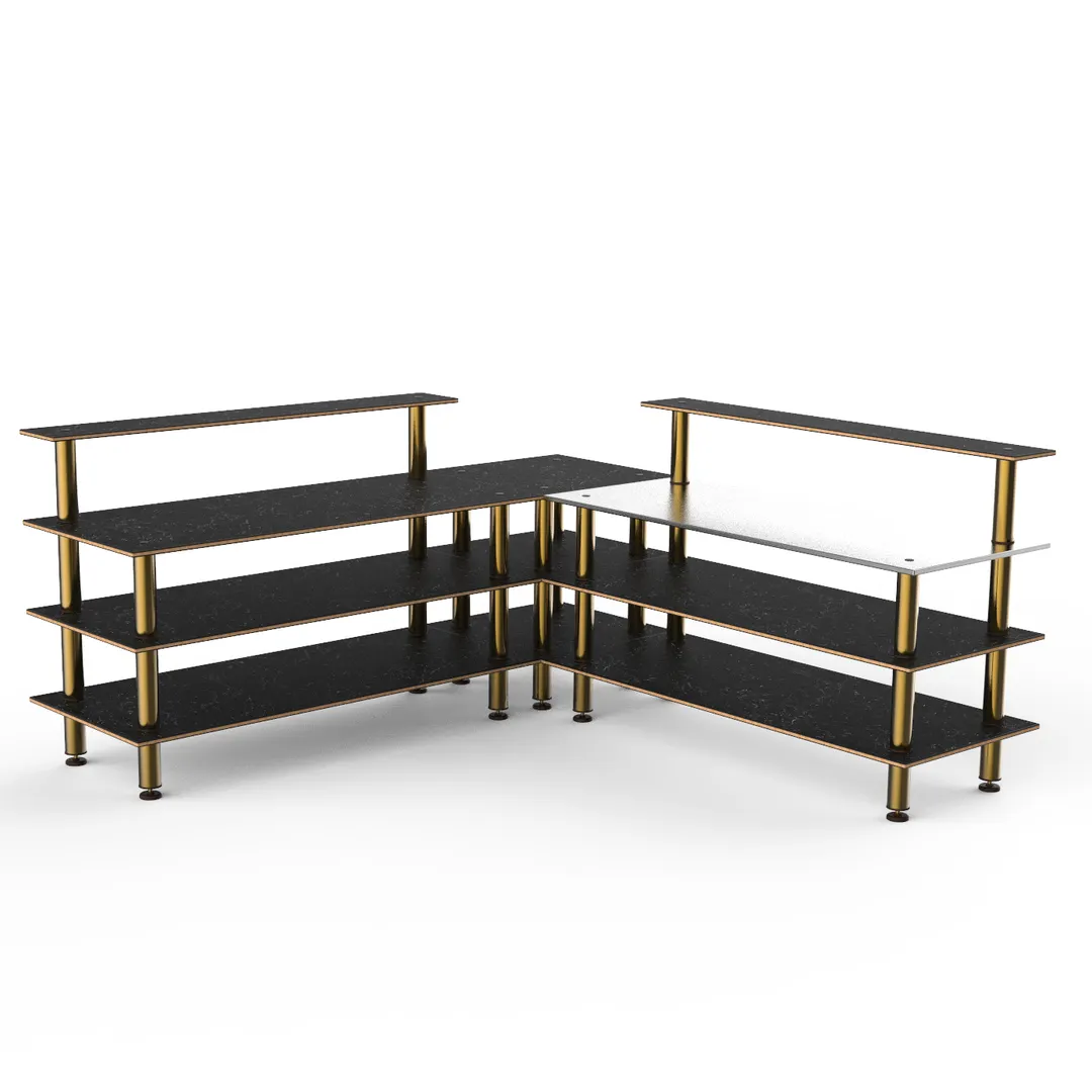 Steelite MGCMLB05MBXF Mogogo Buffet Solutions Modular Pro Corner Station, 100" x 100" x 47", Stainless Steel, Nero Marquina Marble BHP Laminate