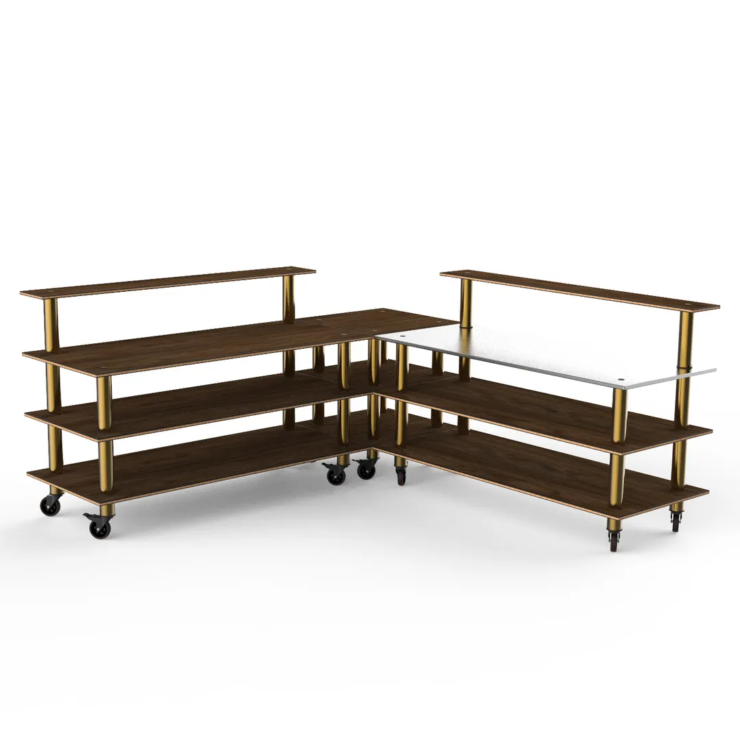 Steelite MGCMLB05WBXW 100" Configurable Buffet Table, 3-Tier, 47"H, Stainless Steel, Bamboo Core Top
