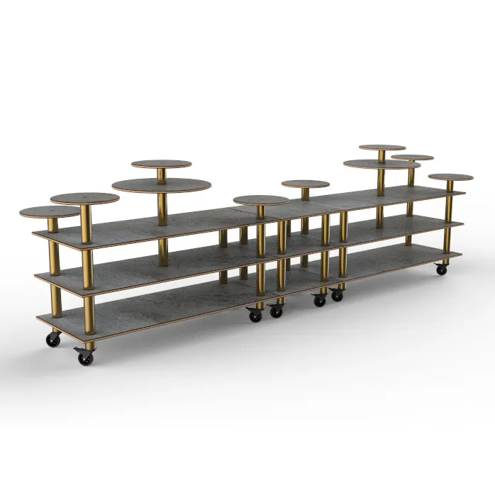 Steelite MGCMLB08GBXW 180" Buffet Table, 3-Tier, 38"D x 54"H, Grey Slate BHP Laminate, Bamboo Core