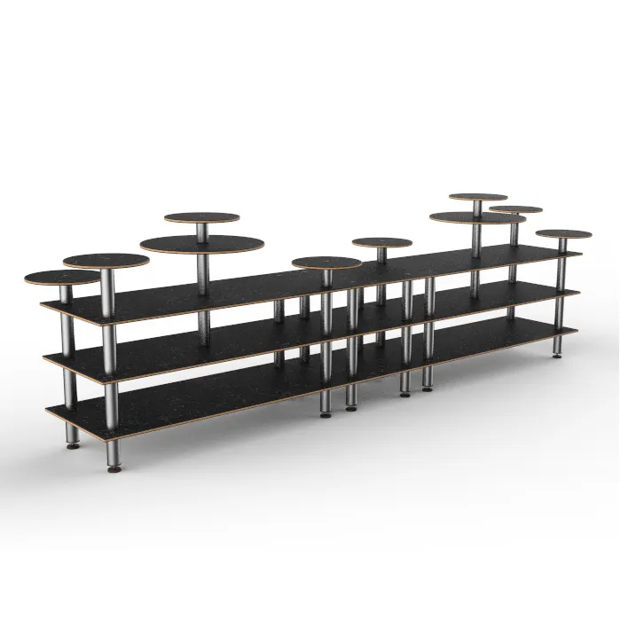 Steelite MGCMLB08MSXF 3-Tier Buffet Station, 180" x 38" x 54", Nero Marquina BHP Laminate, Brushed Stainless Steel