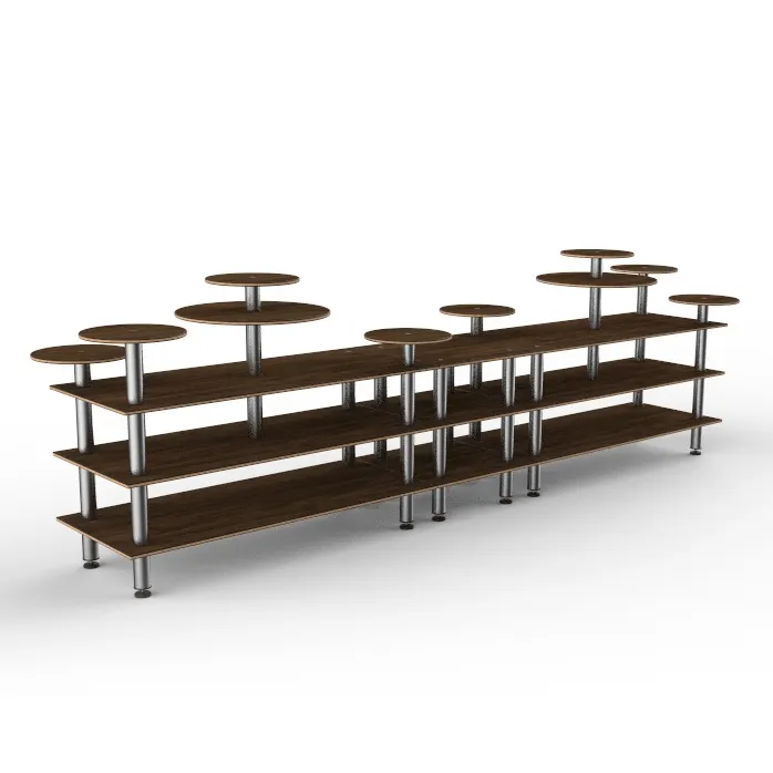 Steelite MGCMLB08WSXF 3-Tier Modular Buffet Station, 180.5" x 38" x 54", Bengali Mango Wood BHP Laminate Top