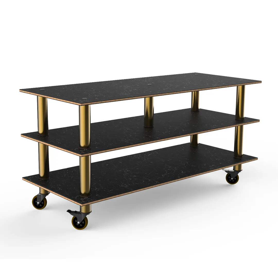 Steelite MGCMLB09MBXW 71" Buffet Table, 3-Tier, Nero Marquina BHP Laminate, 35"H