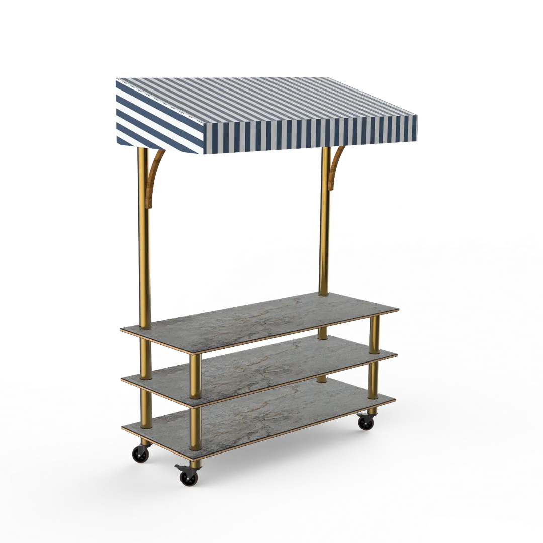 Steelite MGCMLB10GBWW Mogogo Modular Classic Canopy Buffet Table, 71" x 29.5" x 96"H, Grey Slate, Brushed Brass