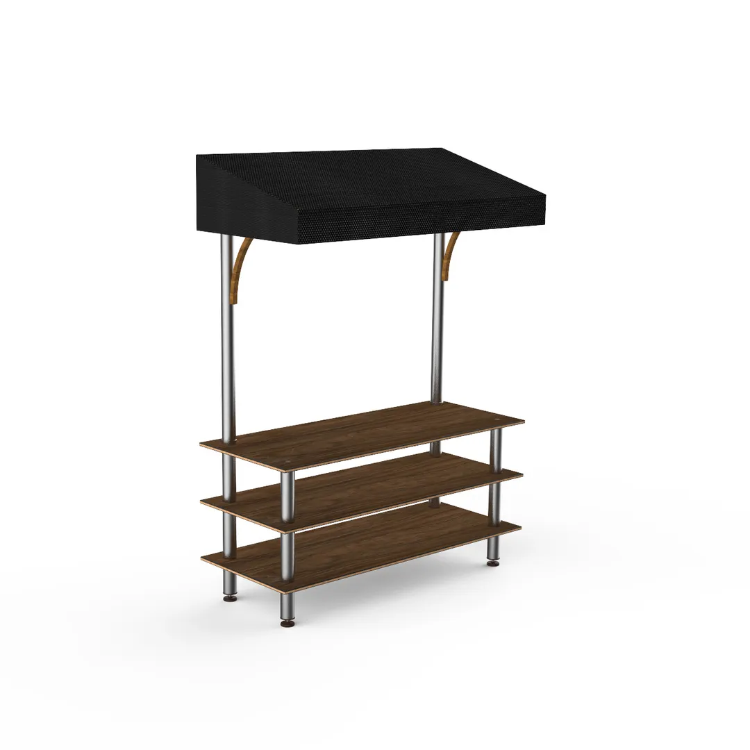 Steelite MGCMLB10WSBF 71" Modular Classic Buffet Table, 3-Tier, 96"H, Bengali Mango Wood Top, Brushed Stainless Steel Legs