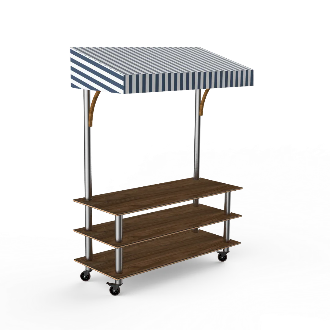 Steelite MGCMLB10WSWW Mogogo Modular Classic Canopy Buffet Table, 71" Wide, 29-1/2" Deep, 96" High, Bengali Mango Wood, Stainless Steel