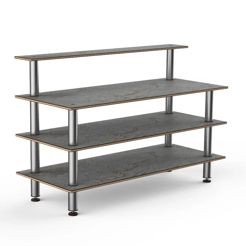 Steelite MGCMLB13GSXF 71" Configurable Buffet Table, 3-Tier, Grey Slate BHP Laminate Top, Brushed Stainless Steel Legs