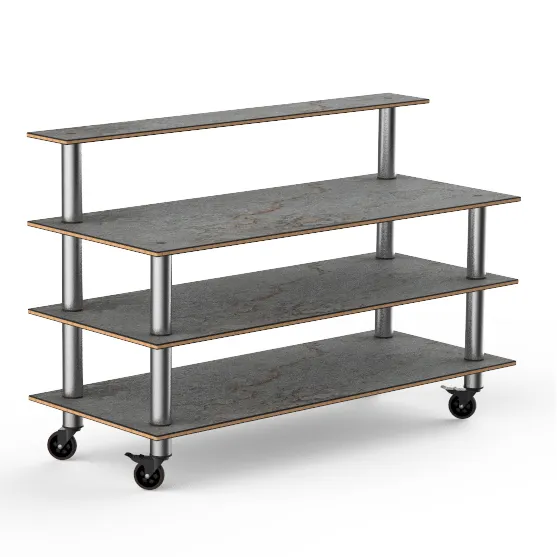 Steelite MGCMLB13GSXW Mogogo Buffet Solutions Modular Classic Plus 3-Tier 71" Buffet Table, Grey Slate BHP Laminate Top, 47.5"H