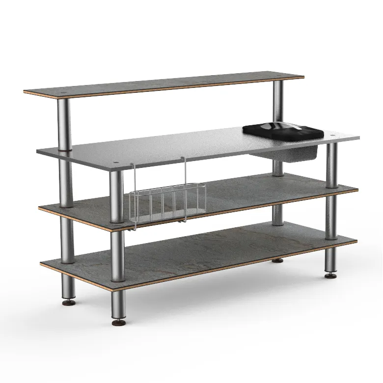 Steelite MGCMLC05GSXF 71" Configurable Buffet Table, 4-Tier, 40"D, Stainless Steel Top, Grey Slate BHP Laminate