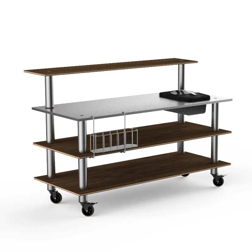 Steelite MGCMLC05WSXW 71" x 40" x 47-1/2"H Modular ProBar Station, 4-Tier, Stainless Steel Top, Laminated Wood