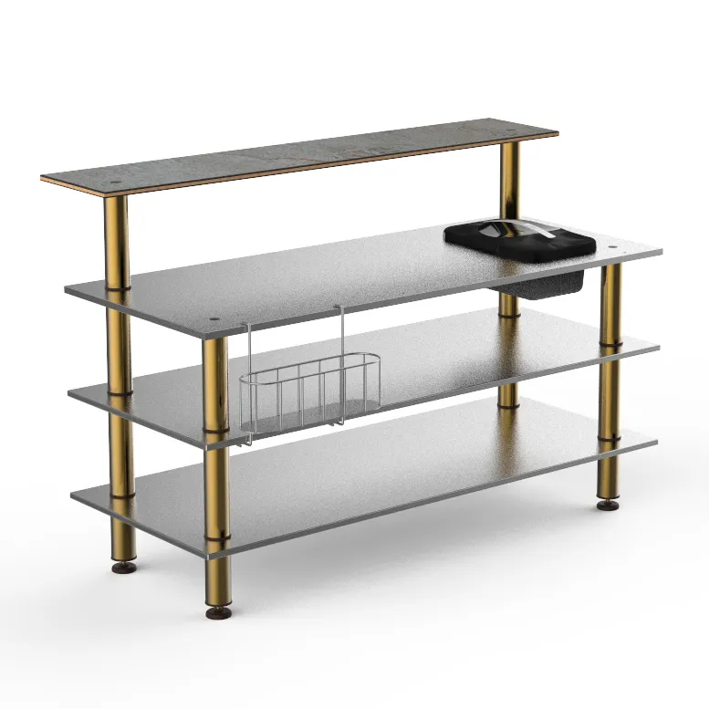 Steelite MGCMLC06GBXF 71" Configurable Buffet Table, 4-Tier, 40"D, Stainless Steel Top, Grey Slate BHP Laminate