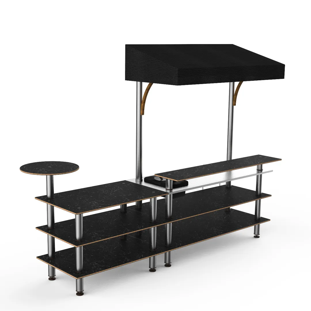 Steelite MGCMLC07MSBF 125 Buffet Station with Marble Top and Stainless Steel Rail
