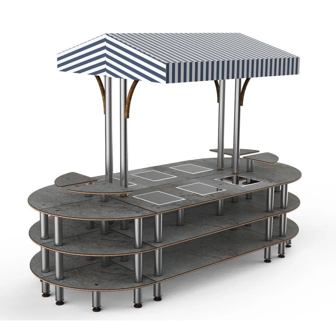 Steelite MGCMLD03GSWF 130 Buffet Table, 3-Tier, Grey/White, 59 Depth