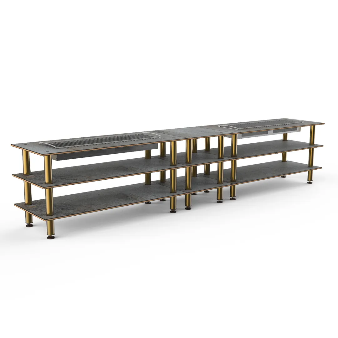 Steelite MGCMLD04GBXF 171 Buffet Table, 3-Tier, Double Well, Grey Slate BHP Laminate, 171x29x36