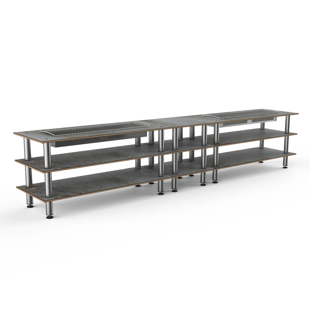 Steelite MGCMLD04GSXF 171" Buffet Table, 3-Tier, Double Well, Grey Slate BHP Laminate Top, 36"H