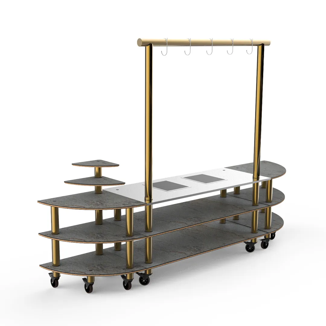 Steelite MGCMLD05GBXW 130 Buffet Table, 3-Tier, Gray Slate Finish, 1800W, 96H