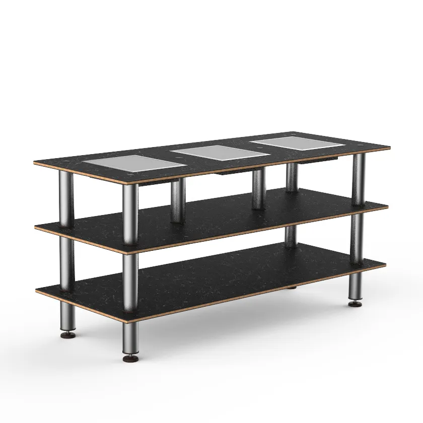 Steelite MGCMLD07MSXF 71" Configurable Buffet Table, 3-Tier, Nero Marquina Marble BHP Laminate Top, Brushed Stainless Steel Legs, 270W, 120V