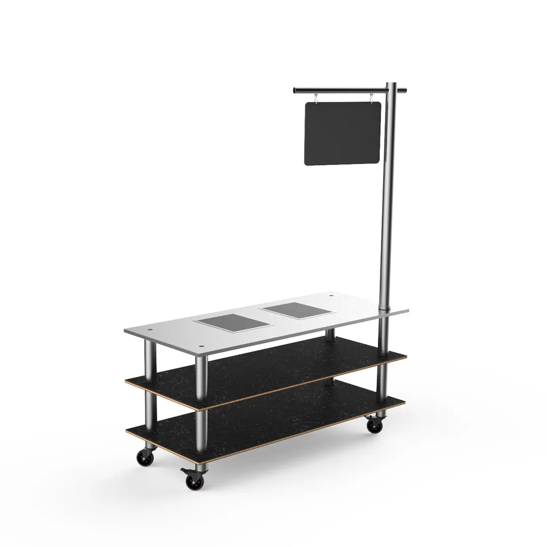 Steelite MGCMLD12MSXW 71" Configurable Buffet Table, 3-Tier, Nero Marquina Marble BHP Laminate Top, Brushed Brass Stainless Steel, 1800W, 120V