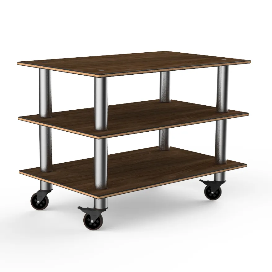 Steelite MGCMLX02WSXW 47" Modular Classic Buffet Table, 3-Tier, 35"H, Bamboo Core Top, Brushed Stainless Steel