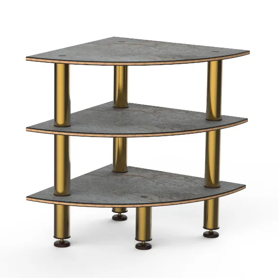 Steelite MGCMLX04GBXF Modular Classic Corner Buffet Table, 29" x 29" x 35"H, Grey Slate BHP Laminate, Brushed Brass Legs