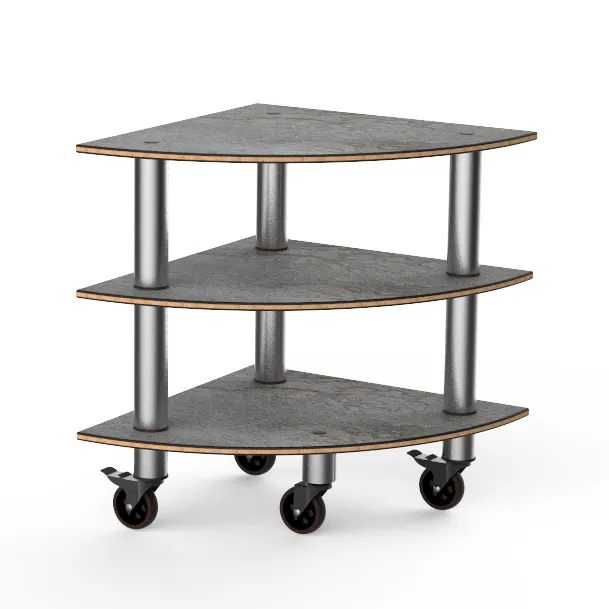 Steelite MGCMLX04GSXW 29" Triangular Buffet Table, 3-Tier, Grey Slate BHP Laminate, Brushed Stainless Steel, 35"H