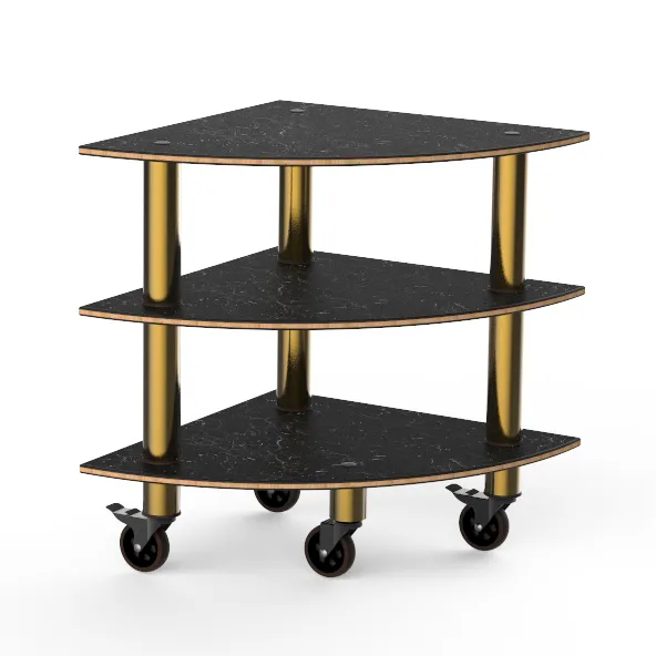 Steelite MGCMLX04MBXW Mogogo Buffet Corner Unit, 29x29x35, Nero Marquina BHP Laminate, Bamboo Core, Brushed Brass Casters