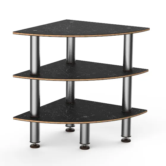 Steelite MGCMLX04MSXF Mogogo Buffet Corner Unit, 29" x 29" x 35"H, Nero Marquina BHP Laminate, Brushed Stainless Steel