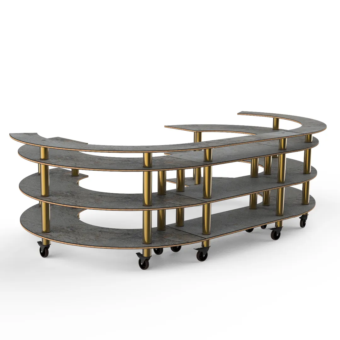 Steelite MGCMSA01GBXW 134" Buffet Serving Station, 4-Tier, Grey Slate BHP Laminate Top, 84"D x 41"H