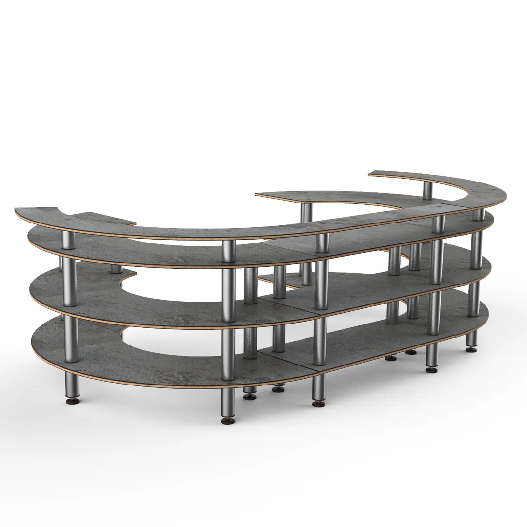 Steelite MGCMSA01GSXF 134" Buffet Table, 4-Tier Serving Station, 84"D x 41"H, Grey Slate BHP Laminate Top