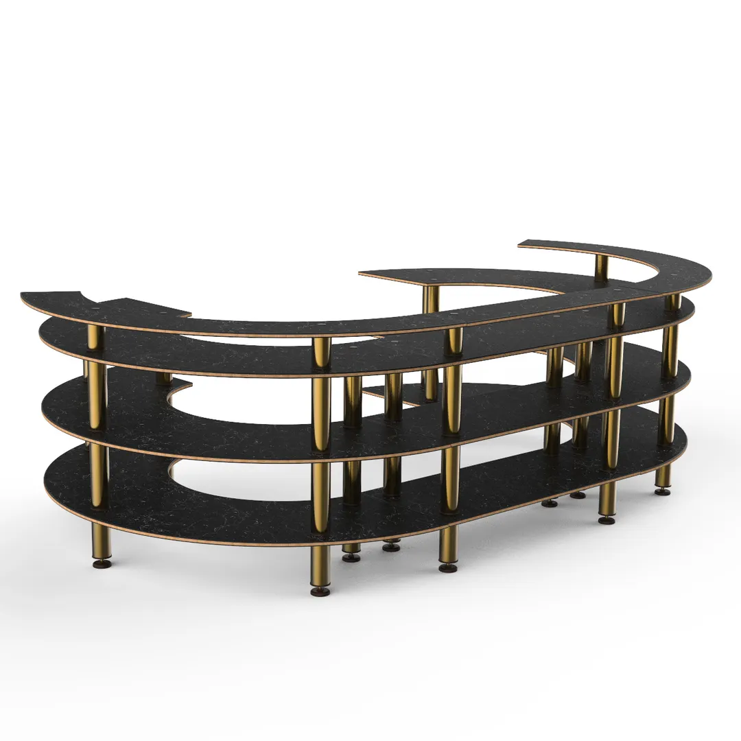 Steelite MGCMSA01MBXF 4-Tier Buffet Serving Station, 134-1/2" x 84" x 41"H, Nero Marquina Marble BHP Laminate Top