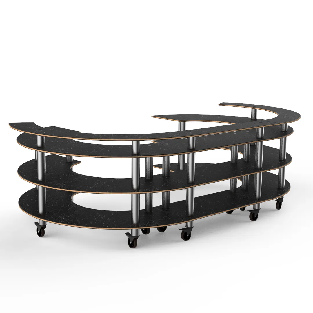 Steelite MGCMSA01MSXW 4-Tier Modular Open C Serving Station, 134" x 84" x 41"H, Nero Marquina Marble BHP Laminate Top