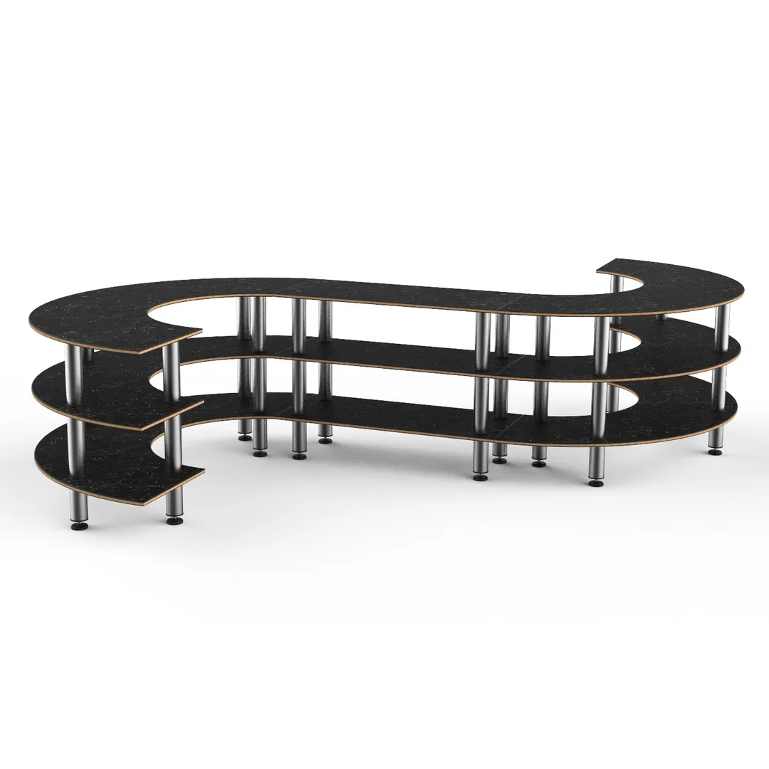 Steelite MGCMSB02MSXF 3-Tier S-Shaped Buffet Table, 141"W x 124"D x 35"H, Nero Marquina Marble BHP Laminate Top