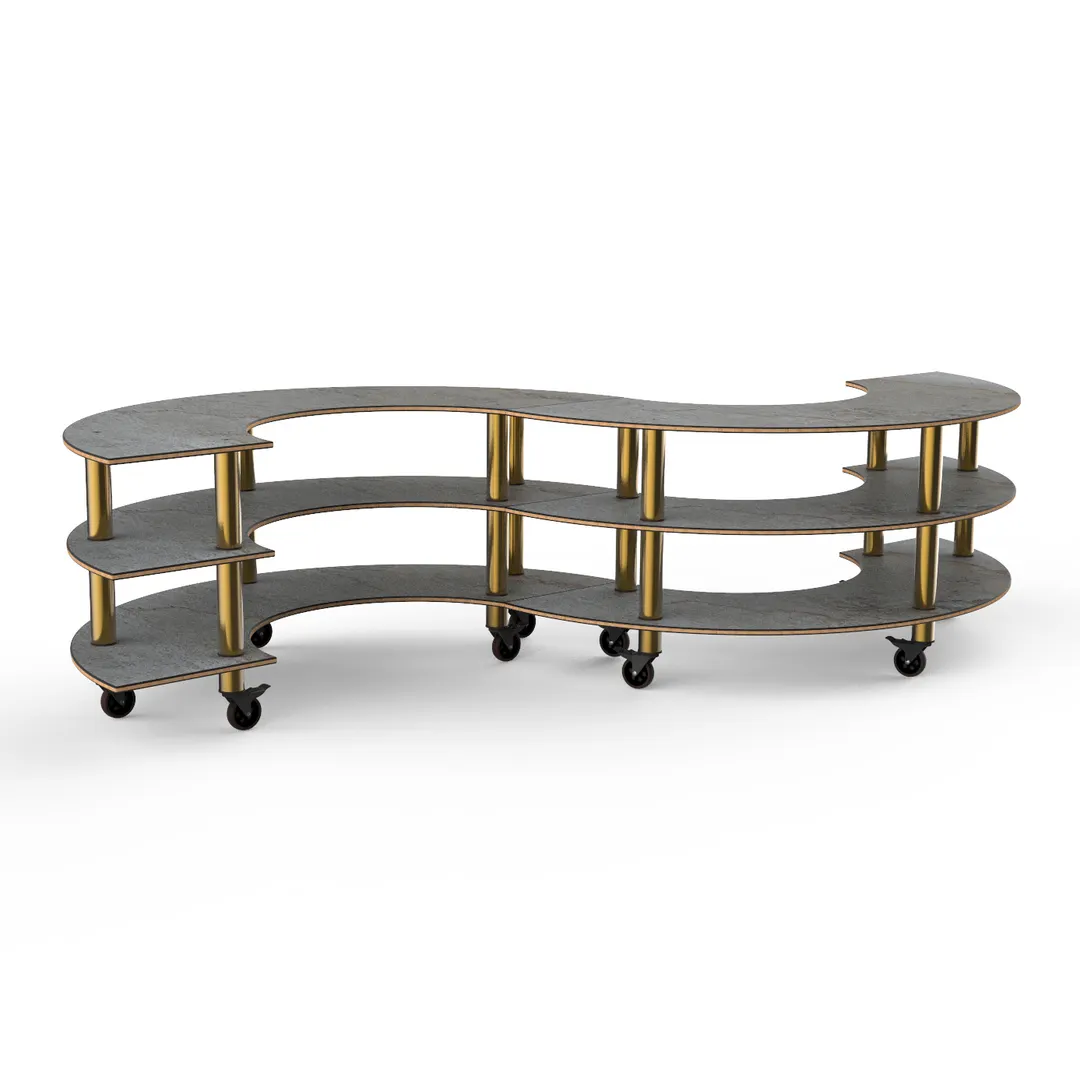 Steelite MGCMSB03GBXW 3-Tier Modular Serving Station, 141" x 76" x 35", Grey Slate BHP Laminate Top