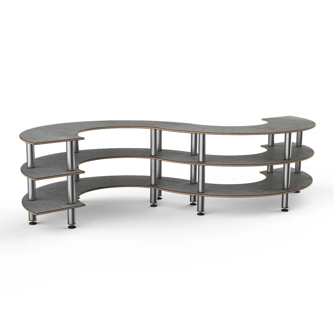 Steelite MGCMSB03GSXF 3-Tier Modular Buffet Serving Station, 141" x 76" x 35", Grey Slate BHP Laminate Top