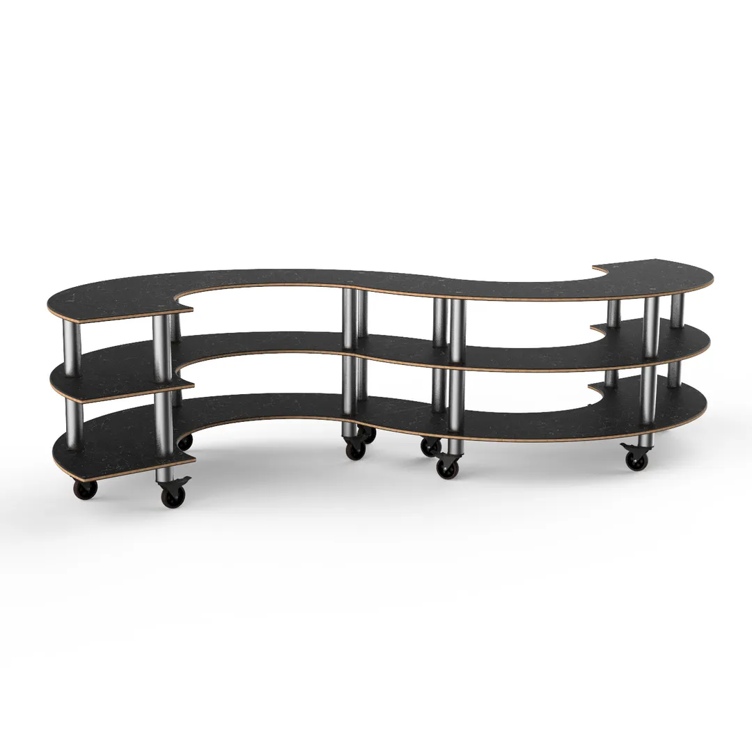 Steelite MGCMSB03MSXW 3-Tier Modular Serving Station, 141" x 76" x 35", Nero Marquina Marble BHP Laminate Top