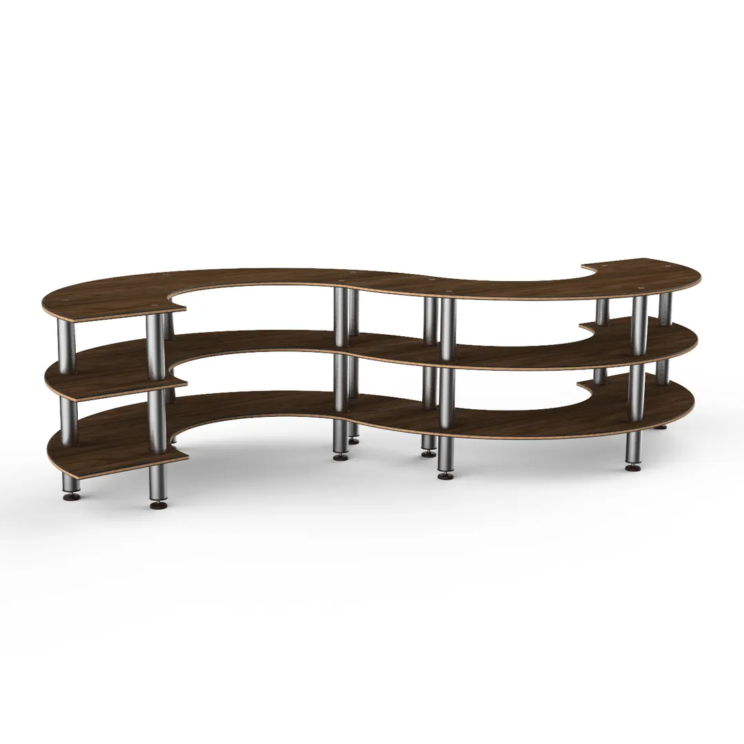 Steelite MGCMSB03WSXF 3-Tier S-Shaped Buffet Table, 141" x 76", Bengali Mango Wood BHP Laminate Top