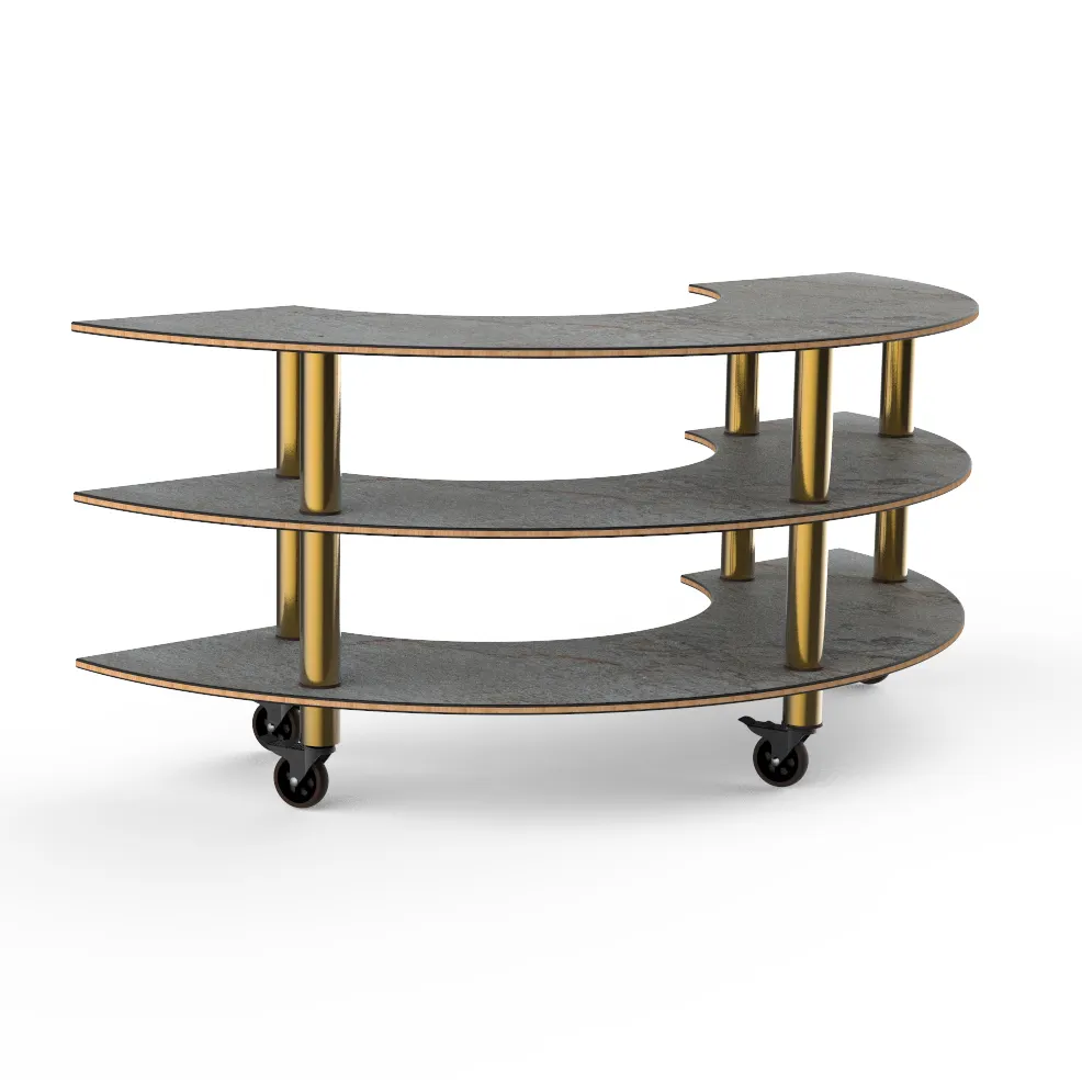 Steelite MGCMSX01GBXW 81" Modular Buffet Table, 3-Tier, 41"D x 35"H, Grey Slate BHP Laminate Top