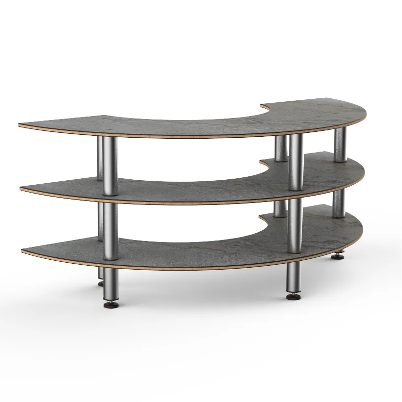 Steelite MGCMSX01GSXF 3-Tier Modular Buffet Table, 81.5" x 41" x 35", Grey Slate BHP Laminate Top, Brushed Stainless Steel Legs